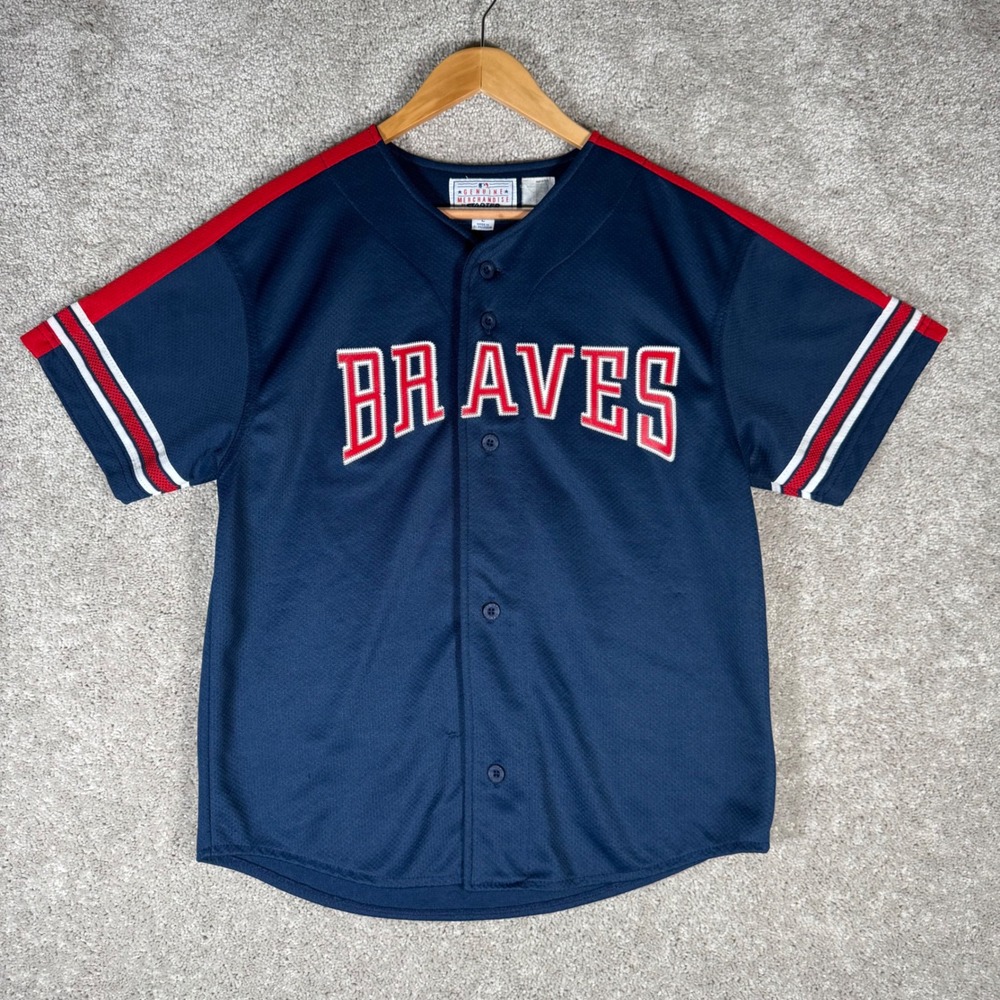 Starter Atlanta Braves Andres Galarraga 14 Jersey Navy Blue Red Mens Large